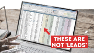 Laptop screen showing a long list of contacts