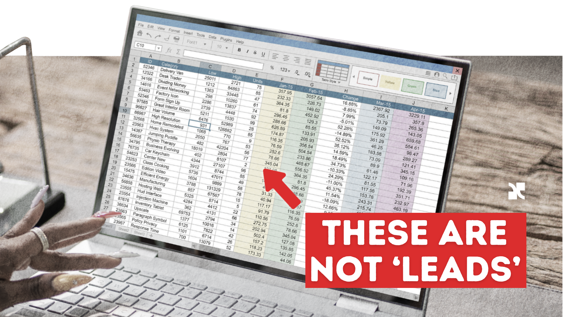 Laptop screen showing a long list of contacts
